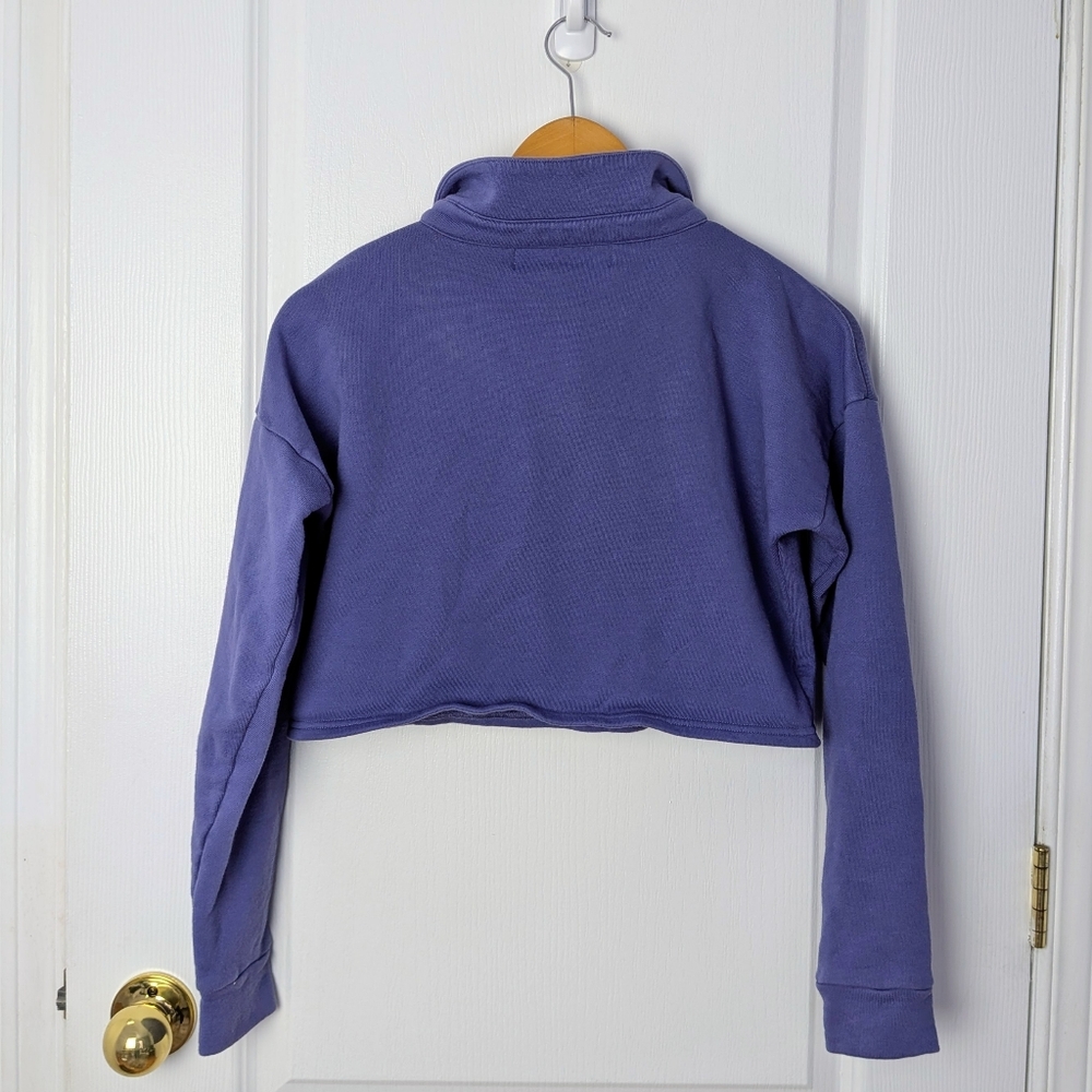 Girl Crush Purple Cropped Sweatshirt S Organic Cotton Varsity G Preppy NWOT #140 - Picture 2 of 6